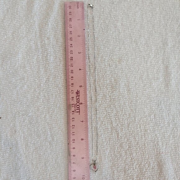 14k White Gold Heart Necklace with Pink Gemstone - Picture 4 of 6